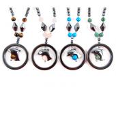 Semi precious Stone with Hematite Stone Beads Dophin Charm Choker Collar Pendant Necklace